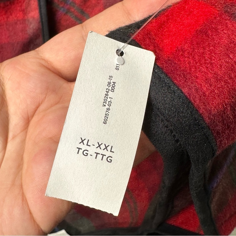 Old Navy XL XXL Plaid Poncho Fleece Red Green Cozy Winter Holiday Aspen Skiing - Picture 4 of 8